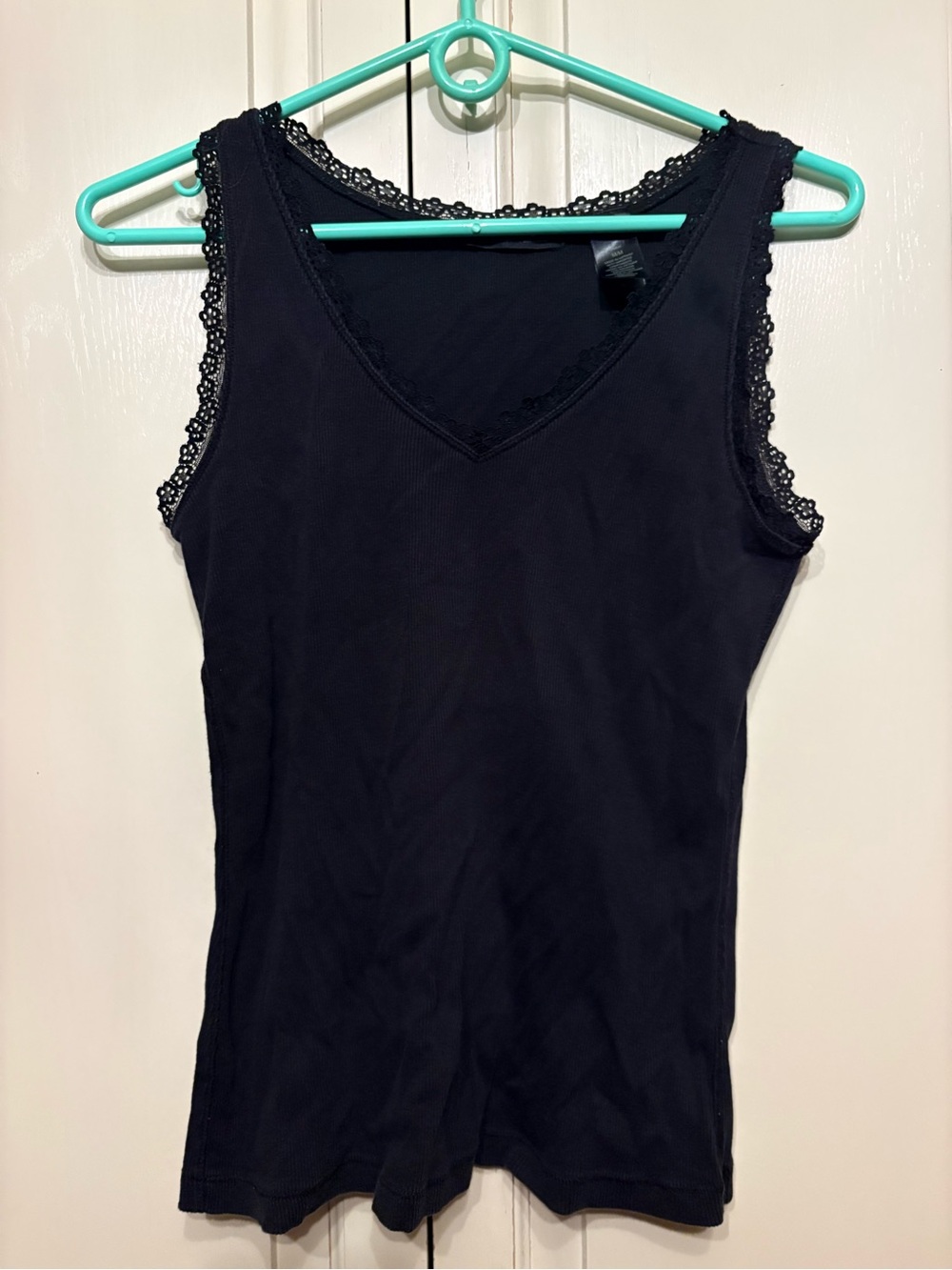Liz Claiborne Black Lace Trim Tank 100% cotton